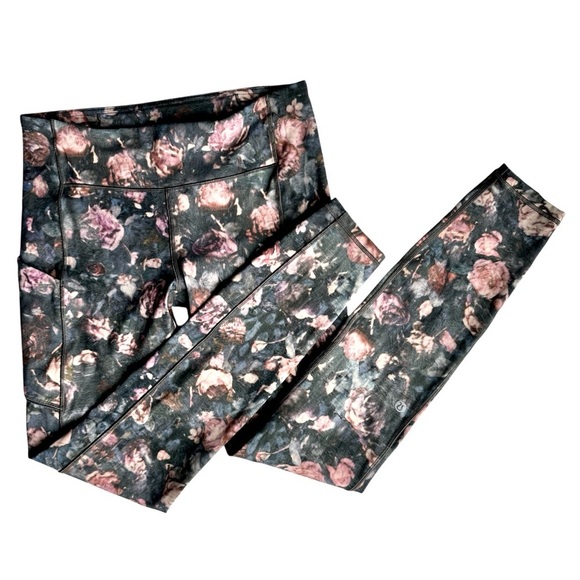 HTF Lululemon Fast and Free High-Rise Tight 25” Floral Dark Forest Size 6 (EUC) - Picture 3 of 16